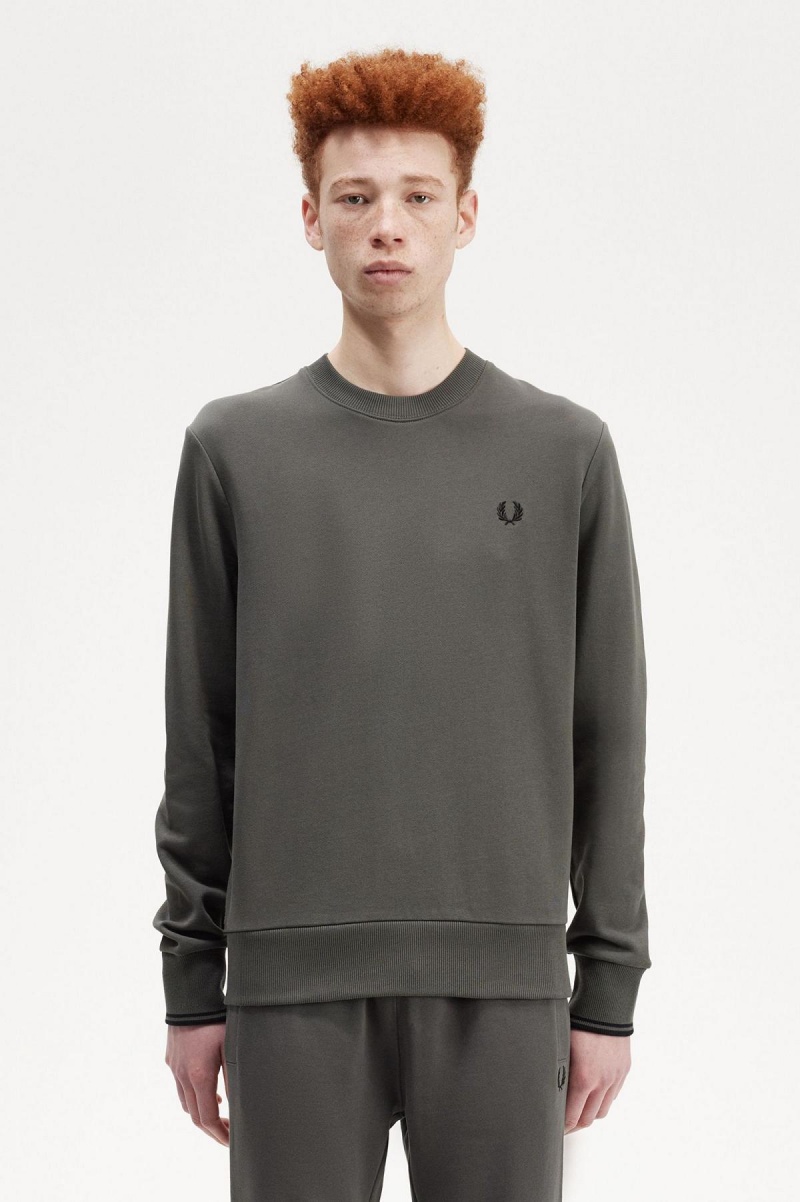 Pánské Tepláky Fred Perry Crew Neck Sweatshirt Zelene | PCZER92108