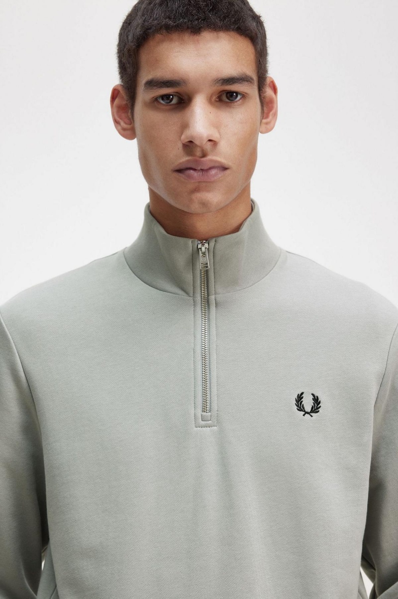 Pánské Tepláky Fred Perry Half Zip Sweatshirt Limestone | CZCVG54264