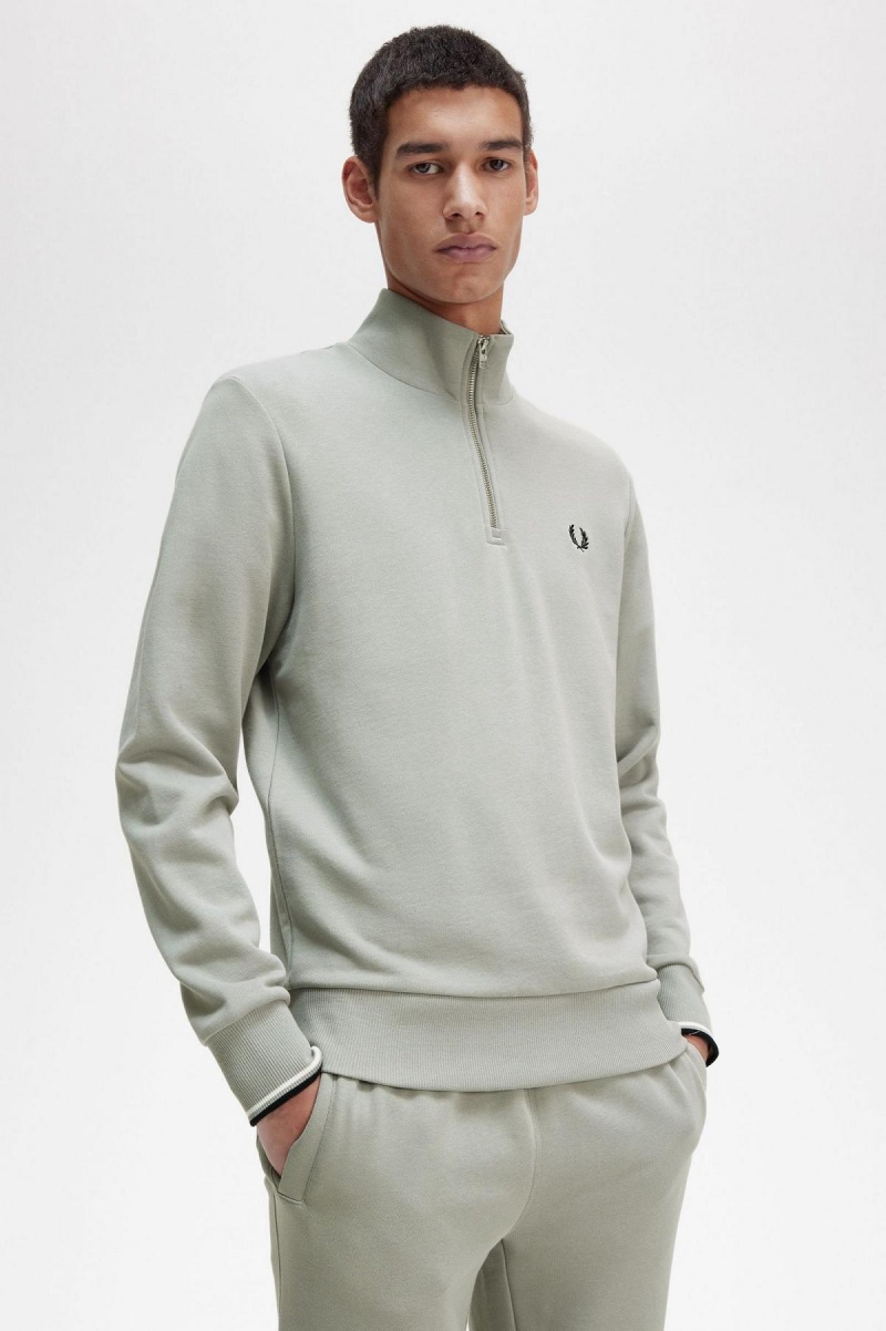 Pánské Tepláky Fred Perry Half Zip Sweatshirt Limestone | CZCVG54264