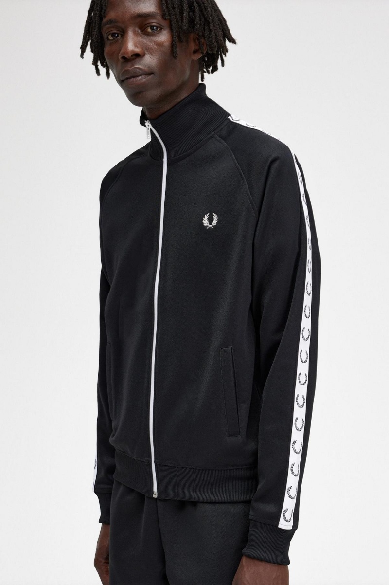 Pánské Tepláky Fred Perry Taped Track Jacket Černé | DCZVO19401