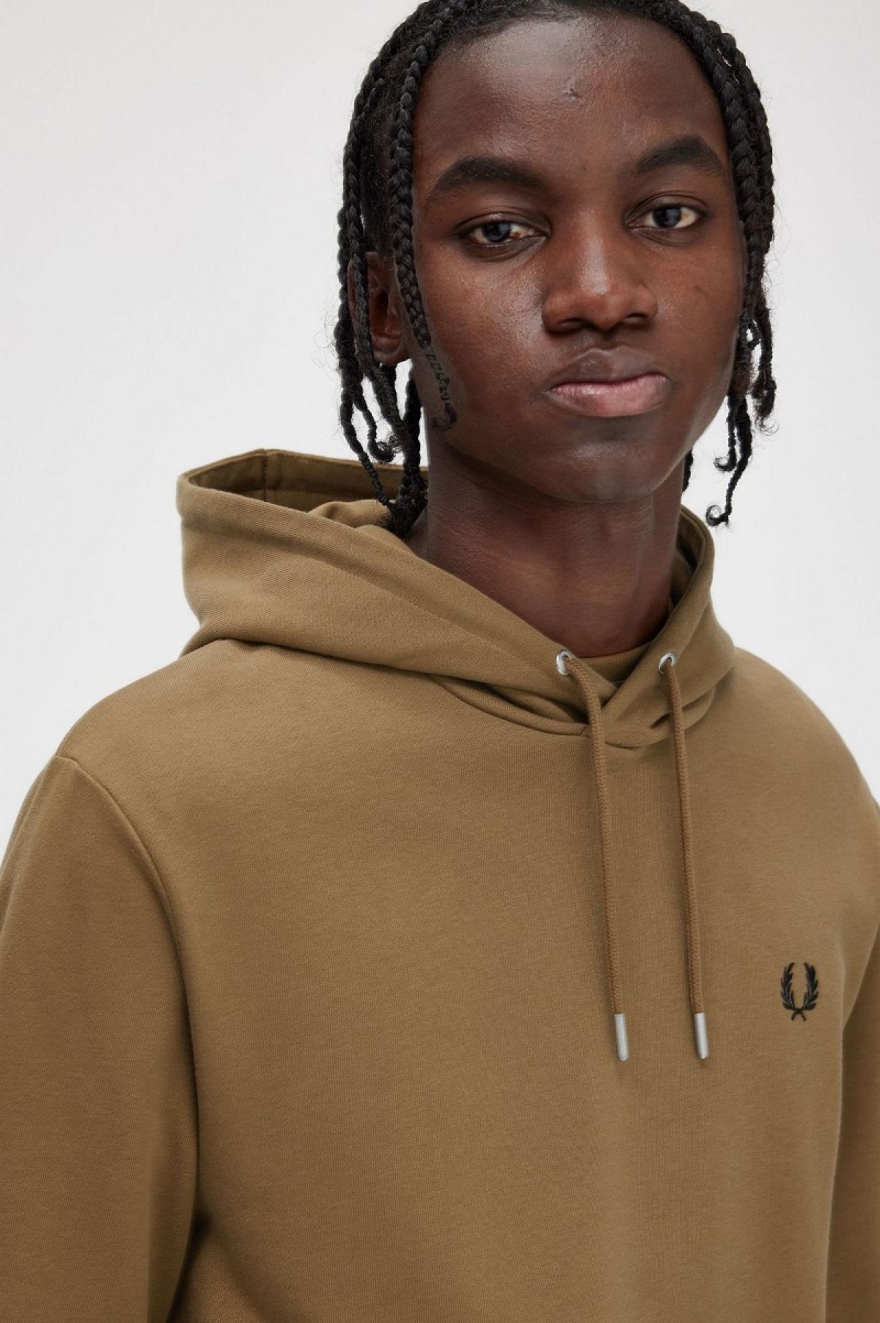 Pánské Tepláky Fred Perry Tipped S Kapucí Sweatshirt Shaded Stone / Burnt Tobacco | CZQAV56863