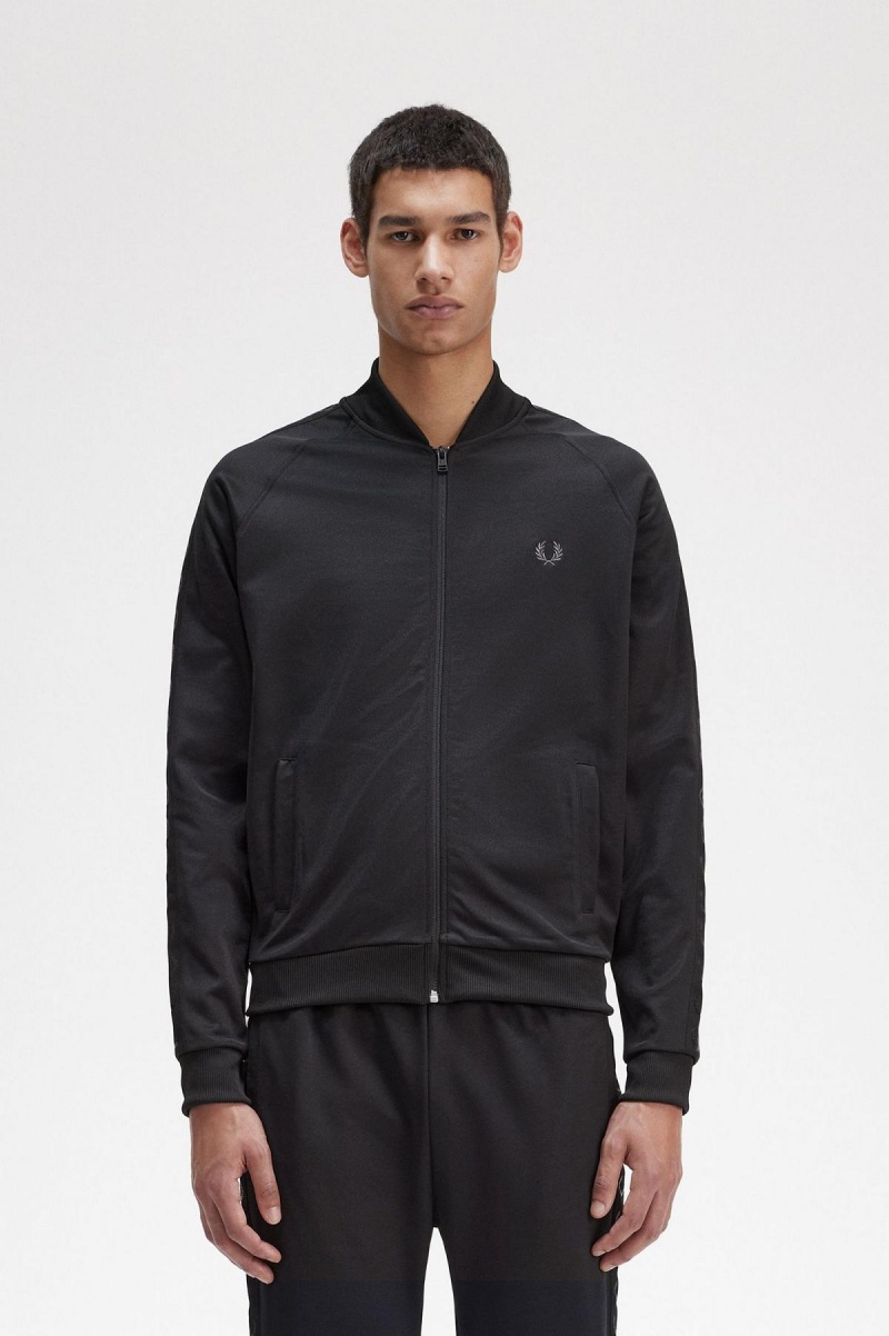 Pánské Tepláky Fred Perry Tonal Tape Track Jacket Černé | CZXMI15617