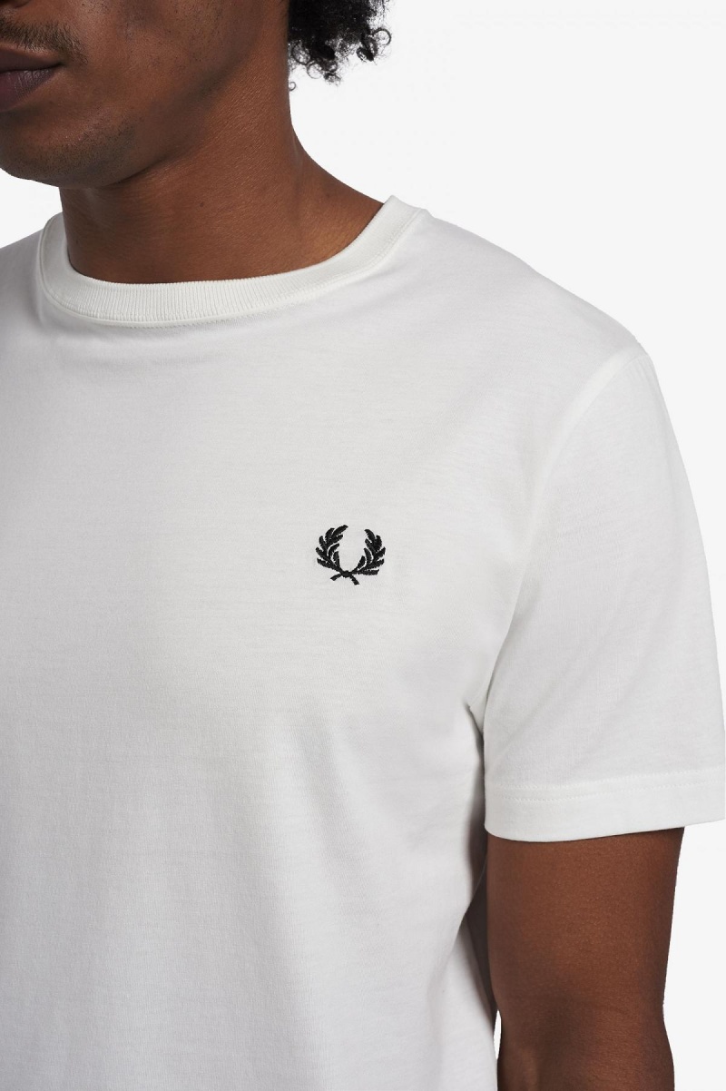 Pánské Tričko Fred Perry Crew Neck Bílé | UCZND67854